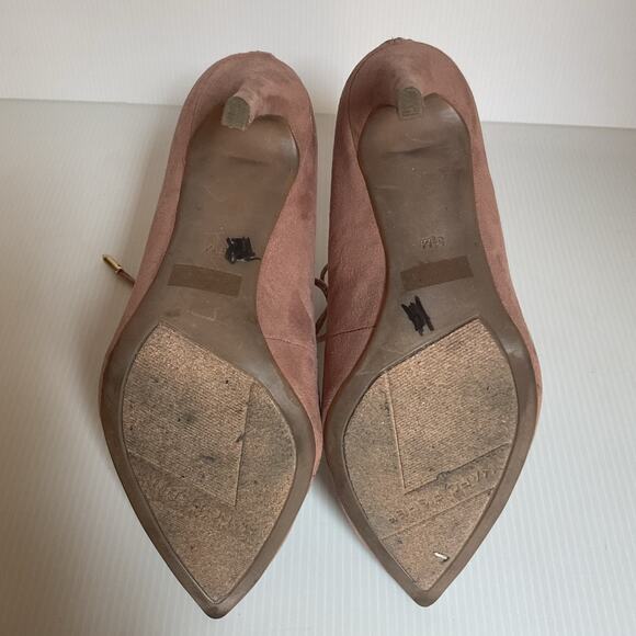 Marc Fisher Blush Suede Pointed Toe Lace-Up Cutout Heels Size 5.5M Zip Back - Picture 10 of 11